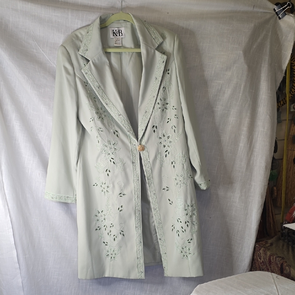 Stella Louise Embroidered Coat pastel green size 16